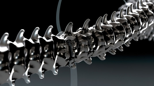 深色脊柱 3d 渲染上的易碎玻璃椎骨