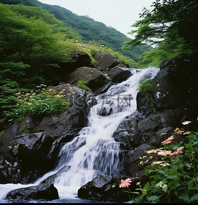 许多瀑布在山间流淌