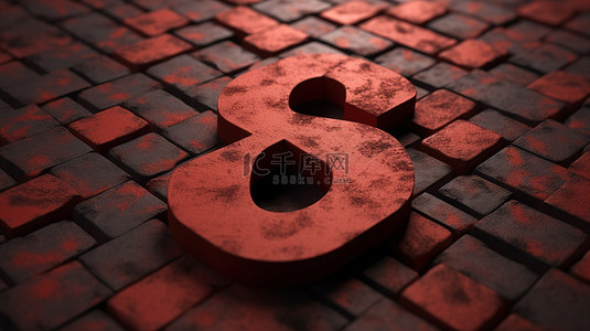3.8字背景图片_红砖建筑创建数字八的积木的 3D 渲染