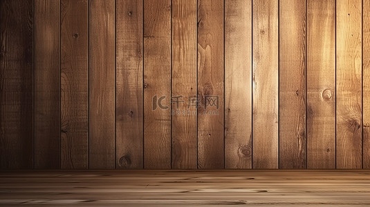 仿木护栏背景图片_无纹理棕色木板的 3D 渲染插图