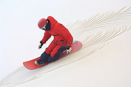 滑雪背景图片_他正骑着滑雪板下山