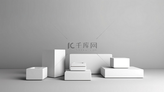 标识牌背景图片_以 3D 渲染插图呈现的豪华白盒套装