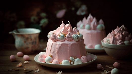 甜品蛋糕粉色可爱渲染背景