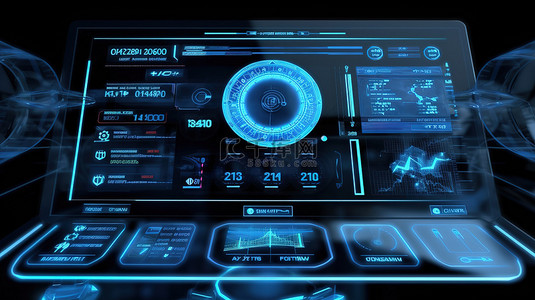 可循环图表背景图片_高科技医疗平视显示器 HUD 用户界面的 3D 渲染