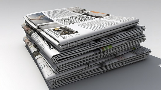 3D 渲染的新闻文章或报纸布局
