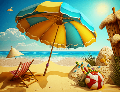海星沙滩海边背景图片_夏天度假沙滩