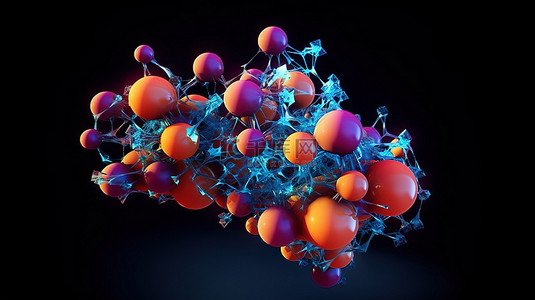 科技细胞背景图片_3d 渲染的抽象分子结构