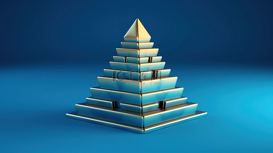 介绍蓝色背景图片_蓝色背景下的 3D 渲染金字塔图