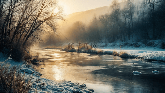 冬天河流美丽背景