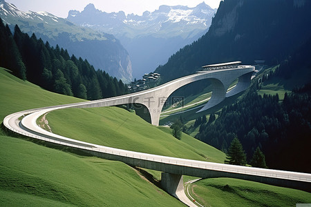 高山公路背景图片_瑞士高山公路