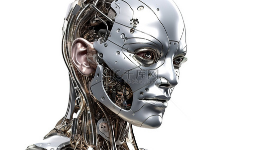 承载未来背景图片_白色背景承载人工智能机器人或机器人的 3d 渲染