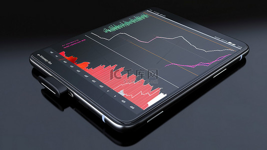 交易和投资 3d 智能手机图表图表股票股票烛台和股票市场指数