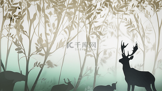 鹿的轮廓背景图片_动物剪影背景