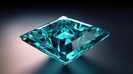 海蓝背景背景图片_辐射方形海蓝宝石的 3d 渲染