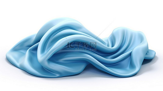 3d 渲染白色背景与浅蓝色漂流织物