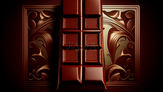 甜品装饰背景图片_巧克力雕花方块