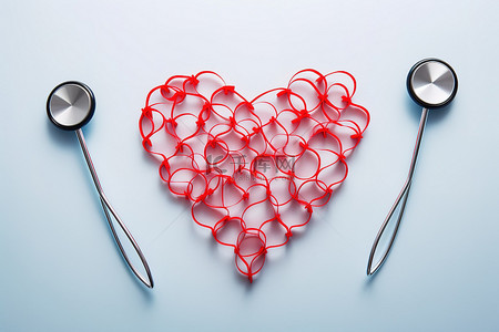 心脏图形听诊器形状的小心形图案
