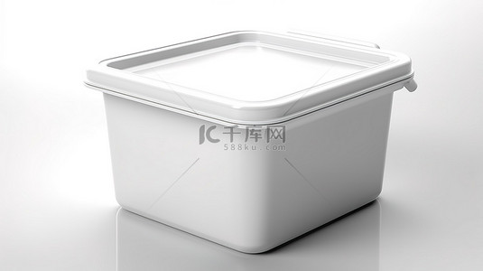 水壶背景图片_白色背景上具有空白表面的白色塑料容器的 3D 渲染