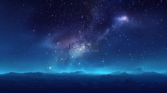 银河系和宇宙的垂直背景 夜晚黑色星空和明亮星系的 3D 插图