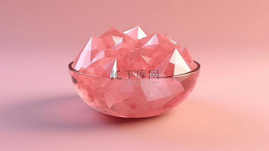 圆形玫瑰石英宝石的 3d 渲染