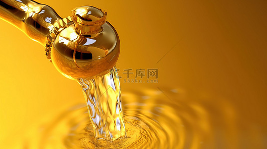 从金水龙头流出的水的 3d 渲染