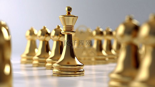 jj象棋背景图片_特殊概念 白色背景，具有出色的金象棋棋子的 3D 渲染
