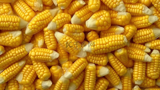 营养强化背景图片_丰盛的金黄色玉米，绿叶茂盛