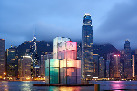 长江三峡地区背景图片_黄昏的香港天际线