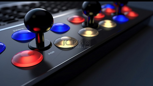 紫色按钮背景图片_街机游戏以其最好的操纵杆和按钮的 3D 渲染