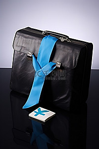 纯黑领带背景图片_航空旅客的手提箱，里面有飞机和领带