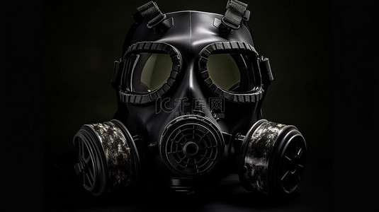 核危害背景图片_黑色防毒面具的 3d 插图