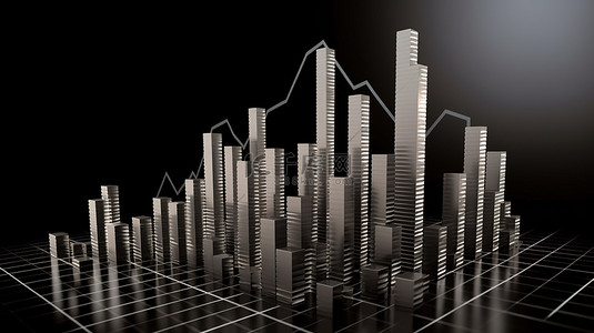 金融主视觉背景图片_稳步上升的 3d 商业图表的视觉描绘