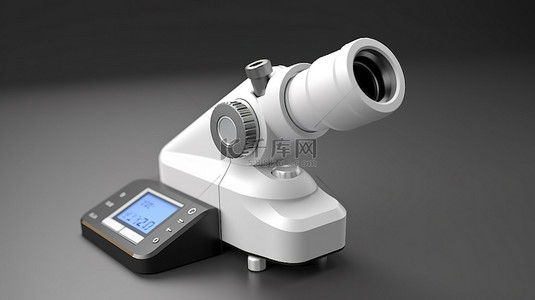 眼科诊断背景图片_以 3D 渲染显示的计算机自动折射仪