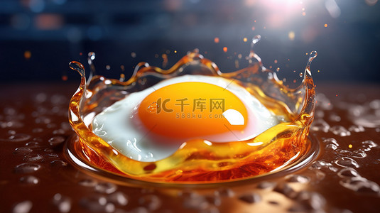 蛋黄早餐背景图片_加密货币早餐单面鸡蛋与宇宙原子蛋黄在 3d 插图中