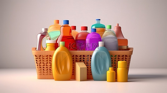 清洁剂背景图片_用于 3D 渲染清洁和洗涤的环保且可持续的清洁剂