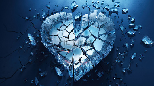 破碎的冰心 破碎的心的令人惊叹的 3D 表现