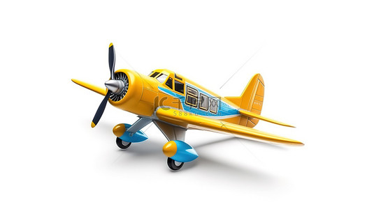独立公司背景图片_从后角独立 3D 渲染迷人的黄色和蓝色两座飞机