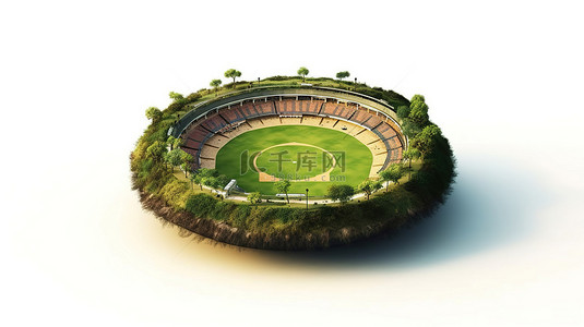 板球背景图片_圆形设计的空土切板球场的 3D 插图