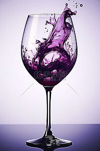 将紫色颜料倒入酒杯中
