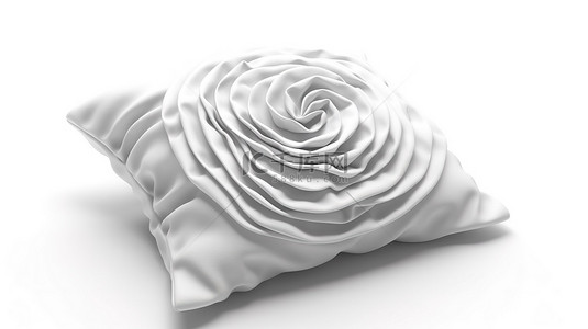 白色背景隔离枕头的 3d 渲染