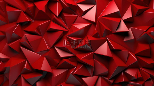 海报背景模板红色背景图片_具有 3d 红色三角形效果的抽象背景