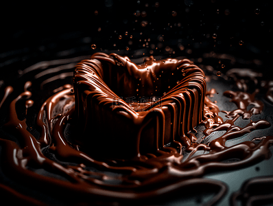 装饰图案爱心背景图片_爱心巧克力液体流动摄影广告背景