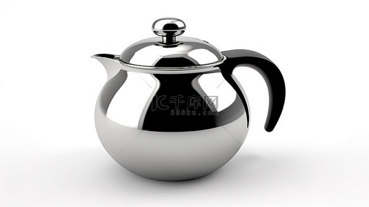 黑茶壶背景图片_3d 渲染的白色背景上的空白咖啡机