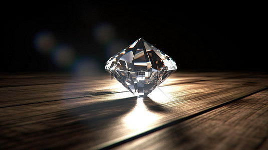生活光芒背景图片_黑色桌子上折射白色钻石的辐射照明 3D 可视化