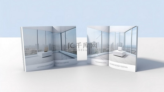 世界睡眠日三折页背景图片_空双折小册子的 3D 模型