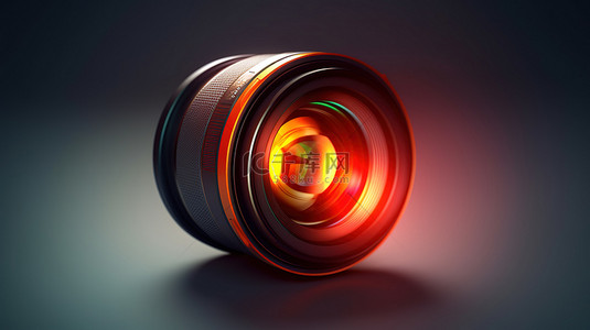 现实相机镜头的摄影图标 3D 渲染