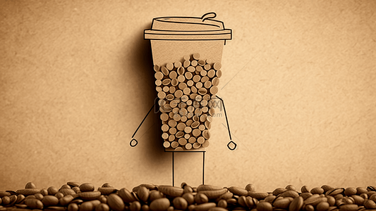 咖啡可爱卡通背景背景图片_咖啡咖啡杯简笔背景