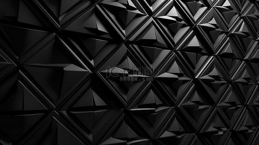 3d 渲染黑色几何浮雕背景