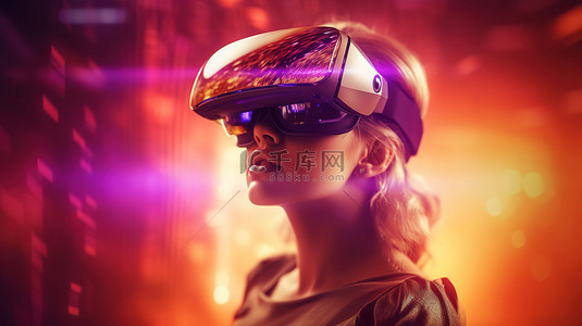 身着 VR 服装的女性头像在令人惊叹的 3D 渲染中漫游虚拟宇宙