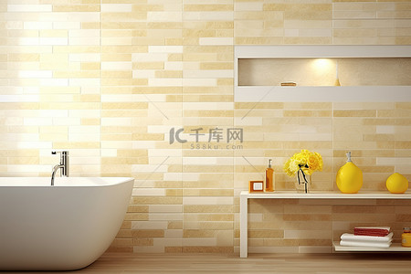白色白色木地板砖浴室室内效果图